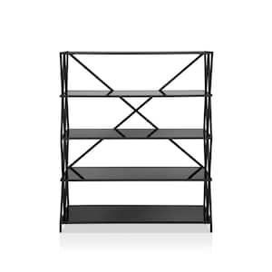 Libi 57 in. H Black 5-Shelf Bookcase With Glass Shelves