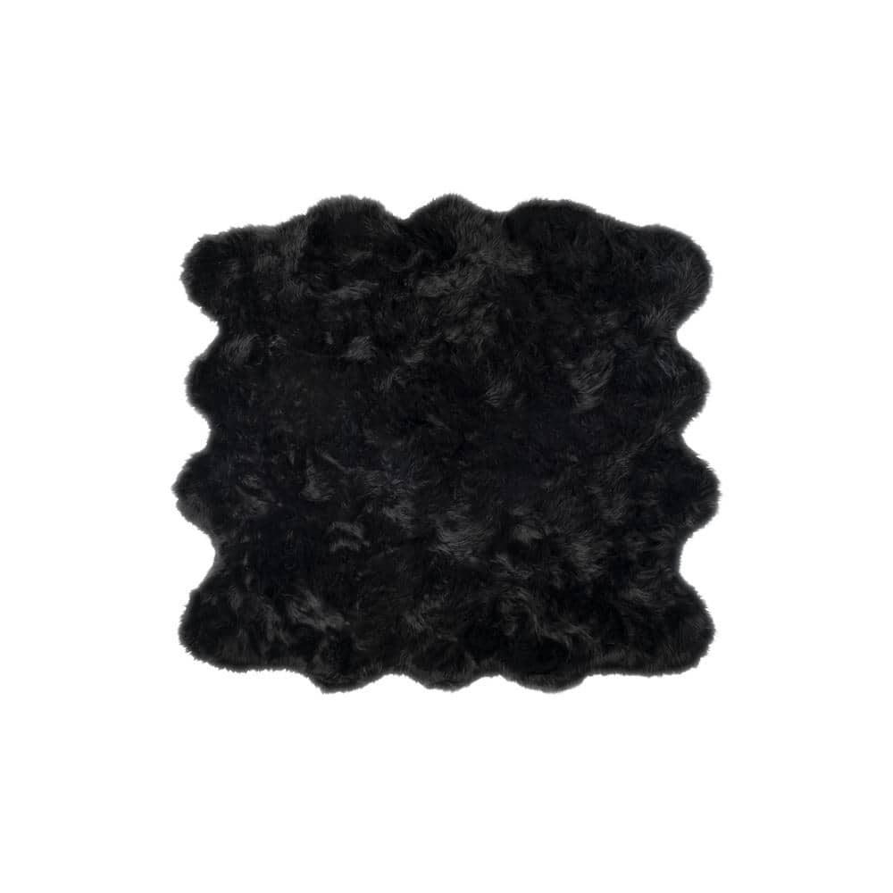 6 Piece Charcoal Black Sheepskin Fur Rug (Sexto)