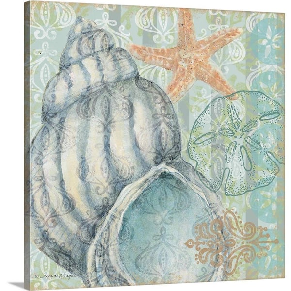 GreatBigCanvas "Shell - Blue Scroll" by Susan Winget Canvas Wall Art