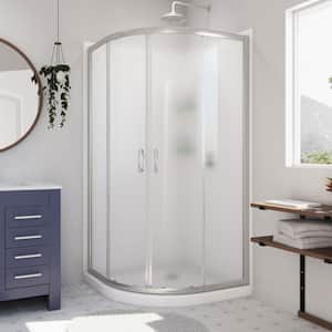 Prime 38 in. x 76-3/4 in. Semi-Frameless Corner Sliding Shower Enclosure in Brushed Nickel with Base and Backwall