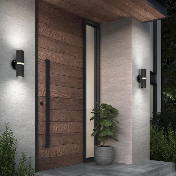 Groove 12.24 in. Matte Black Outdoor 3CCT Integrated LED Outdoor Wall Light