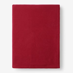 Cotton Weave Red Solid Twin Woven Blanket