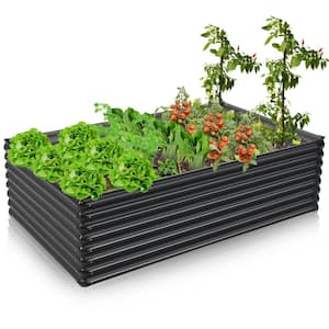 1 PC Galvanized Metal Raised Garden Bed Outdoor Planter Box Firewood Rack Log Holder