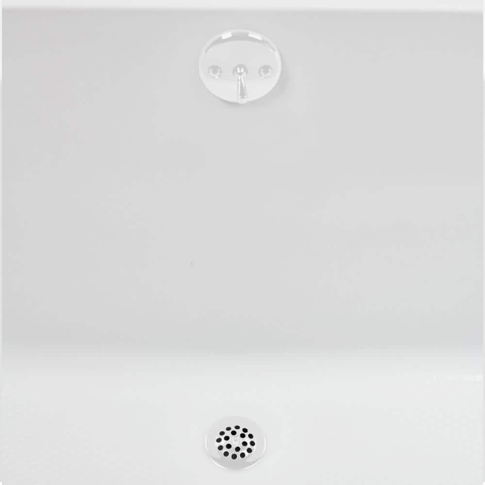 66-Inch Glossy White Acrylic Drop-In Soaking Bathtub with Center Drain