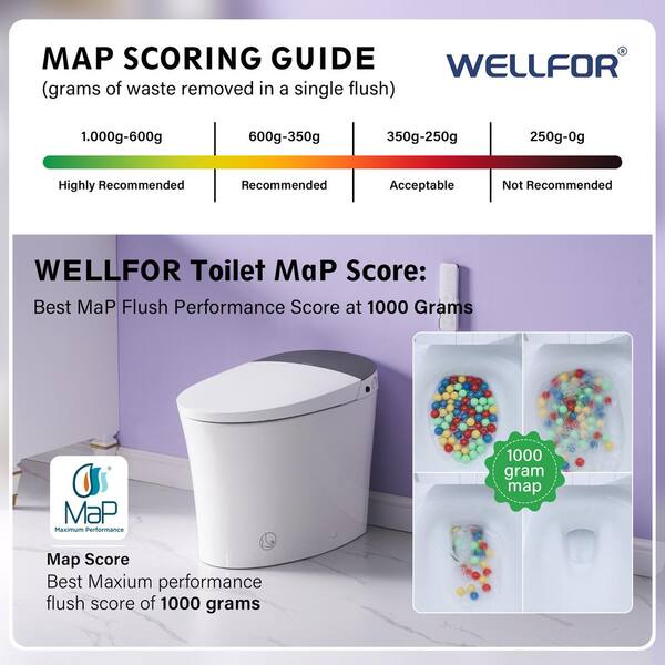 WELLFOR ARLO ADA Elongated LED Smart Bidet Toilet with Auto Open/Close/Flush