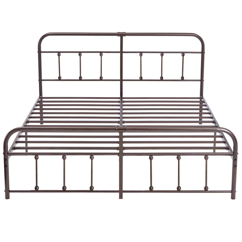 VECELO Victorian Bed Frame Bronze Purple, Heavy Duty Metal Bed Frame ...