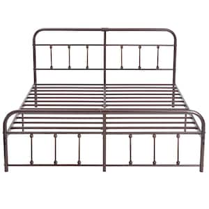 Victorian Bed Frame Bronze Purple, Heavy Duty Metal Bed Frame, King Size Platform Bed with Headboard，No Box Spring Need