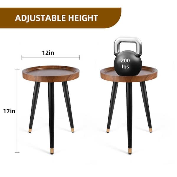 Mid-Century Walnut Wood Plant Stand With Heavy Duty Metal Frame