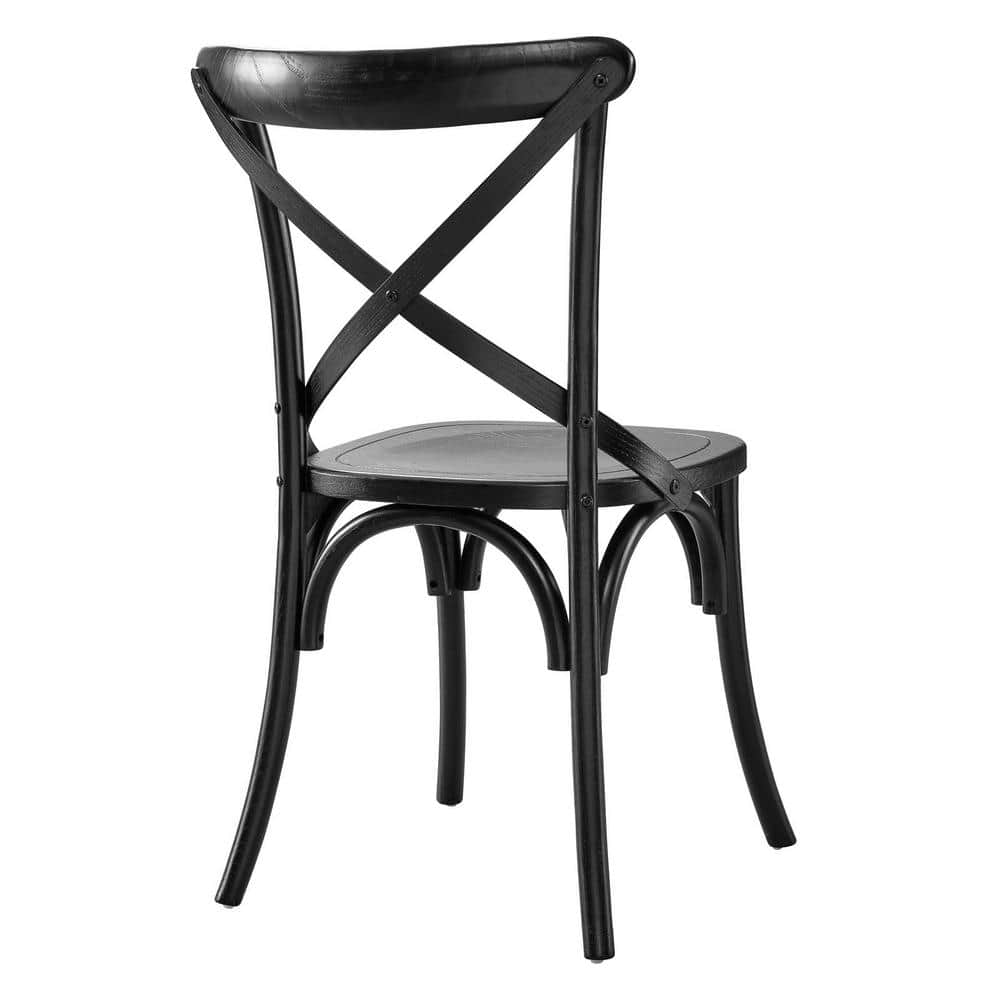 Elm Wood Black X-Brace Dining Side Chair