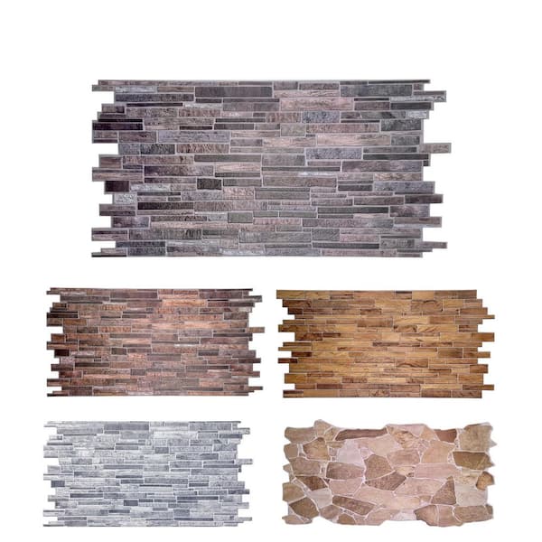Finecraft Decor 3 ft. x 1 1/2 ft. x 3/16 in Stacked Natural Slate Faux Decorative 3D Wall Panel for Interior (10-Pack)
