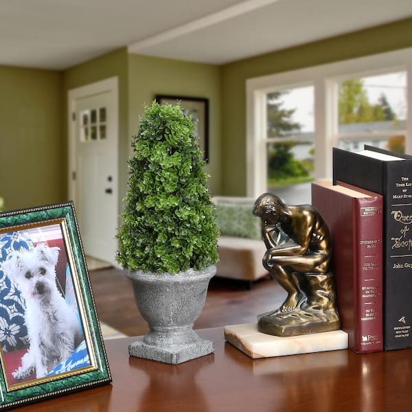 National Tree Company 12 in. Cone Topiary in Gray Pot