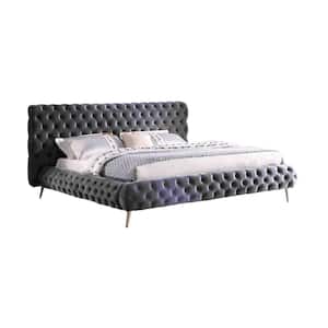 Janine Tufted Grey Queen Bed