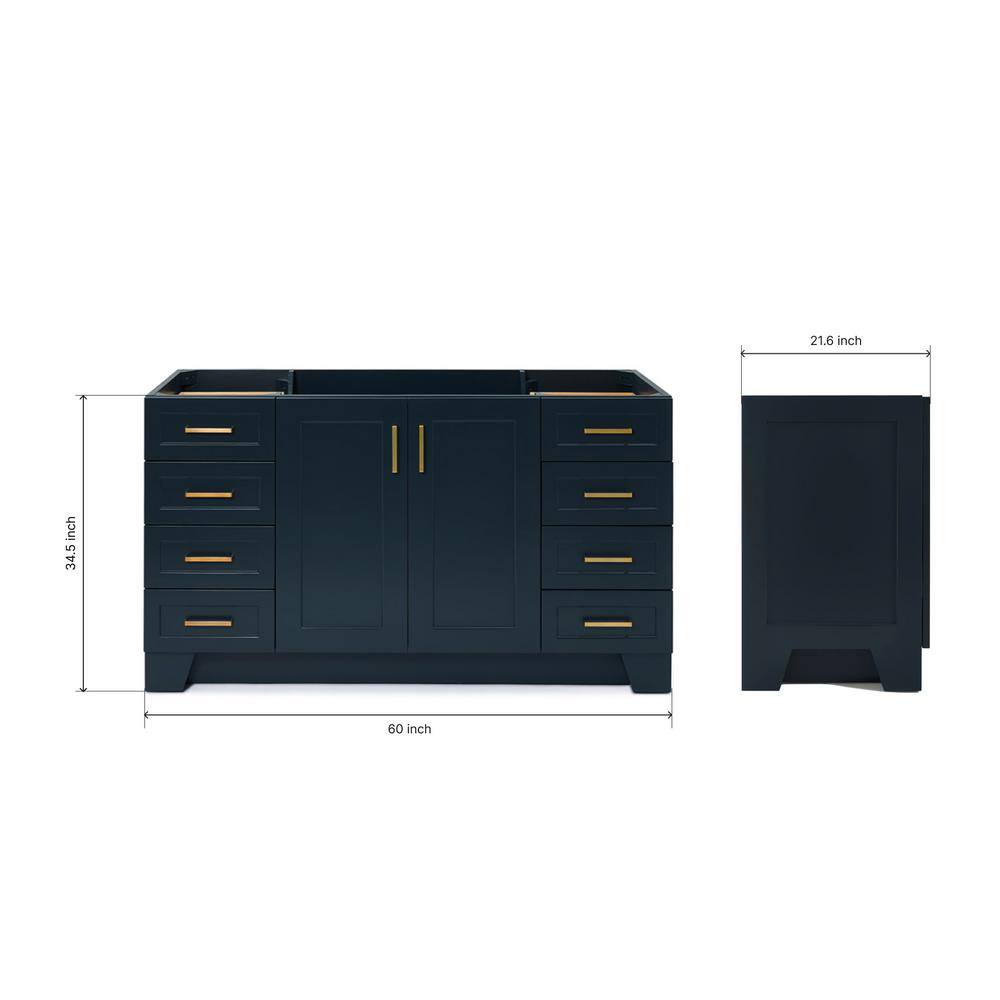 Taylor Midnight Blue Painted Freestanding Bathroom Vanity with Brass Hardware