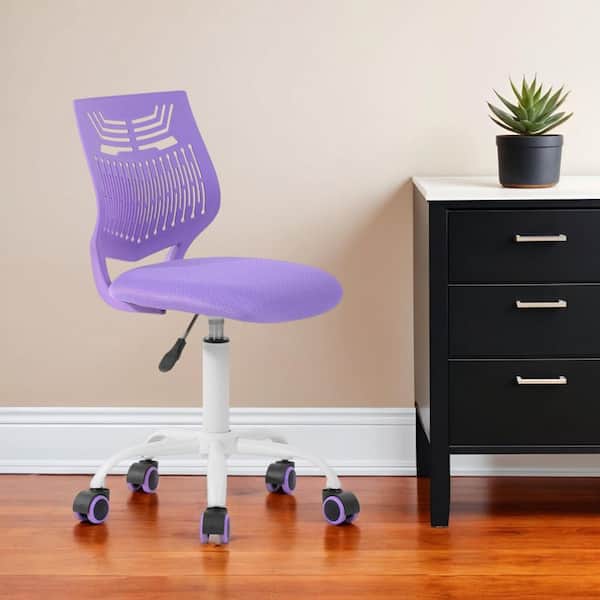 Upholstery Ergonomic Chair in Purple Armless