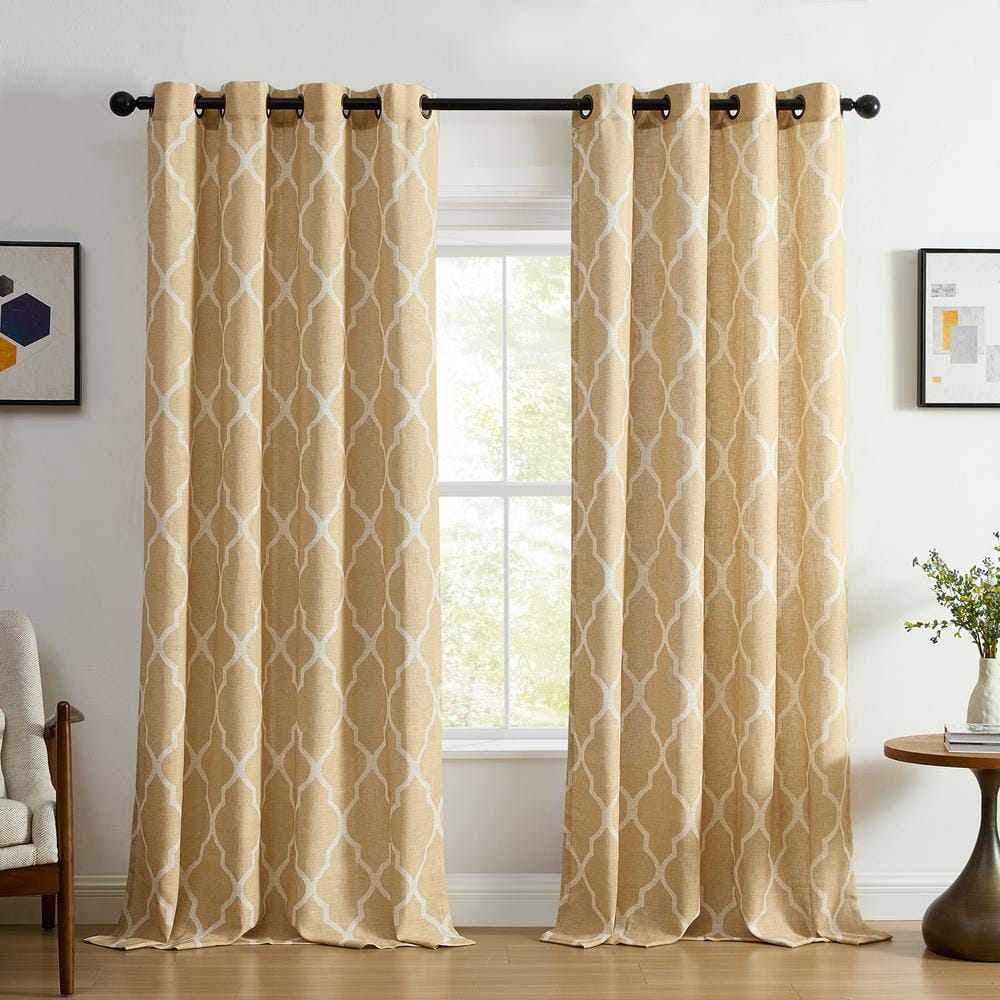 Elrene Medalia Grommet Top Curtain Panel toasted wheat 52  W X 84  L 84 Inches