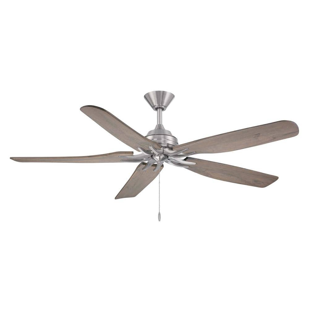 Hampton Bay Danetree 60 In. Indoor/Outdoor Brushed Nickel Ceiling Fan ...