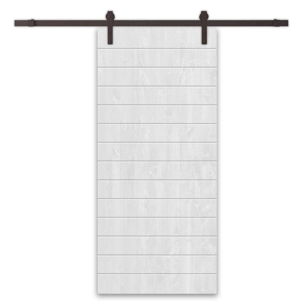 30 in. x 96 in. White Stained Pine Wood Modern Interior Sliding Barn Door with Hardware Kit price history on PriceWatchPro