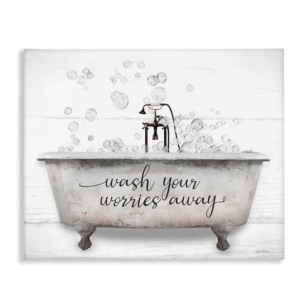 Wash Worries Away Tub Bubbles by Lori Deiter Unframed Graphic Art Print Typography 40 in. x 30 in.