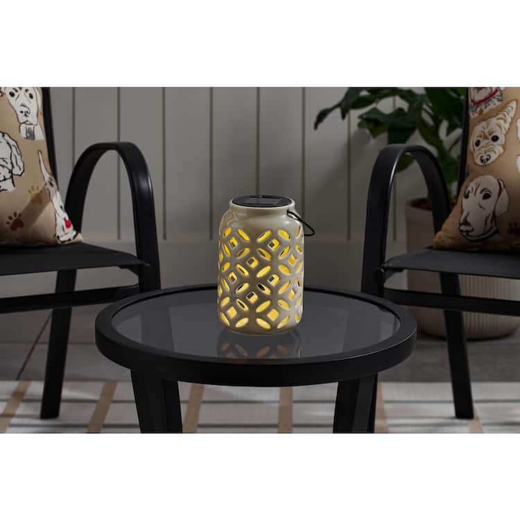 Hampton Bay 7.08 In. Ceramic SOLAR Lantern