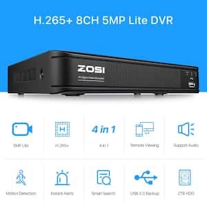 8-Channel 1080P DVR 2TB Surveillance System with 4 Wired Outdoor Security Cameras
