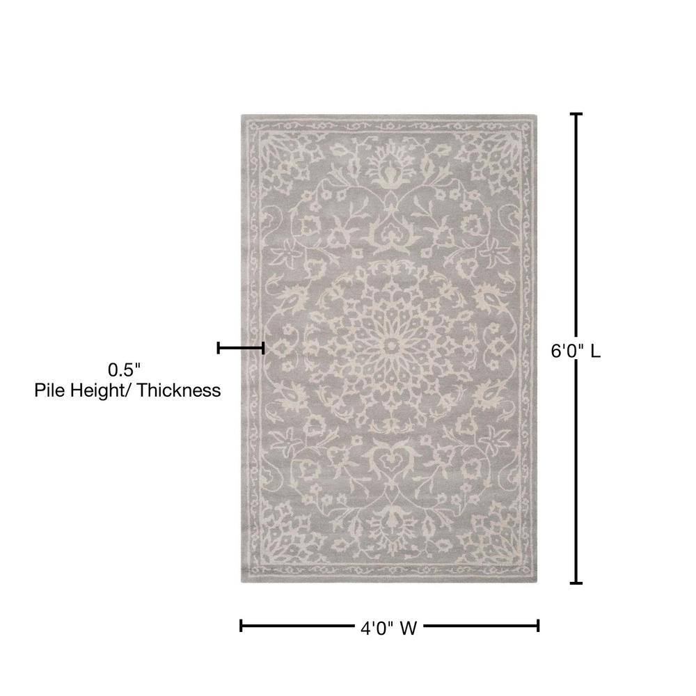 Bella 4' x 6' Gray and Silver Hand-Tufted Wool Area Rug