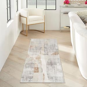 Iliana Grey 2 ft. x 8 ft. Abstract Contemporary Runner Area Rug