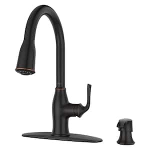 Rosslyn Single-Handle Pull-Down Sprayer Kitchen Faucet with Soap Dispenser in Tuscan Bronze