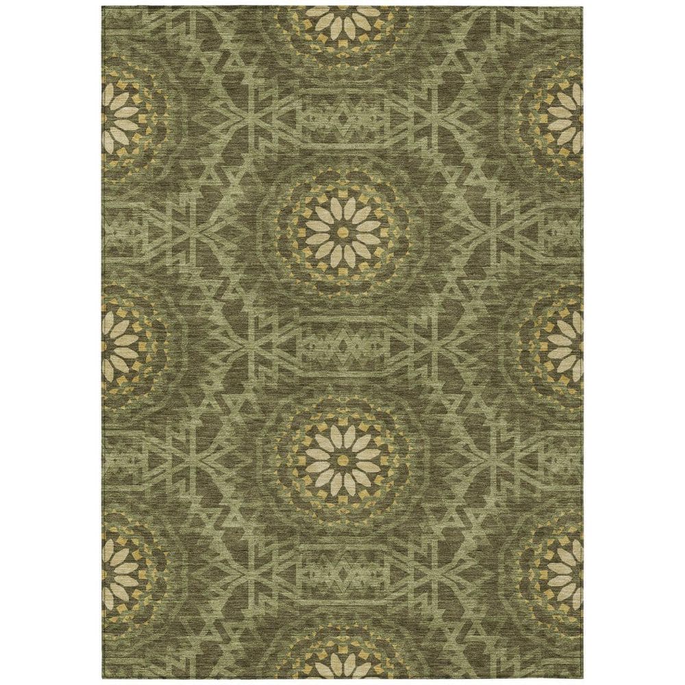 HomeRoots Olive Green, Artichoke Green, Gold 3 ft. x 5 ft. Woven Floral ...