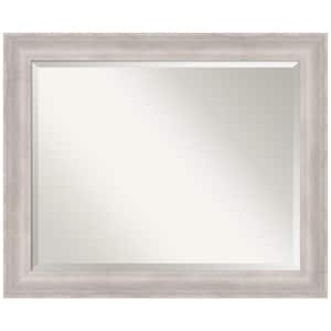 Beachwood Grey 33 in. x 27 in. Beveled Coastal Rectangle Wood Framed Bathroom Wall Mirror in Gray