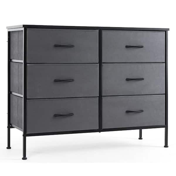 Bestier Black 6 Drawer 38.2 in. W Fabric Storage Tower