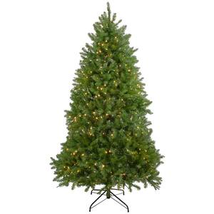 7.5 ft. Pre-Lit Rockwood Pine Artificial Christmas Tree Clear LED Lights