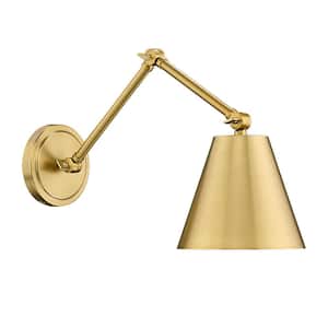 Regent 7.5 in. 1-Light Modern Gold Wall Sconce with Modern Gold Steel Shade and No Bulb Included