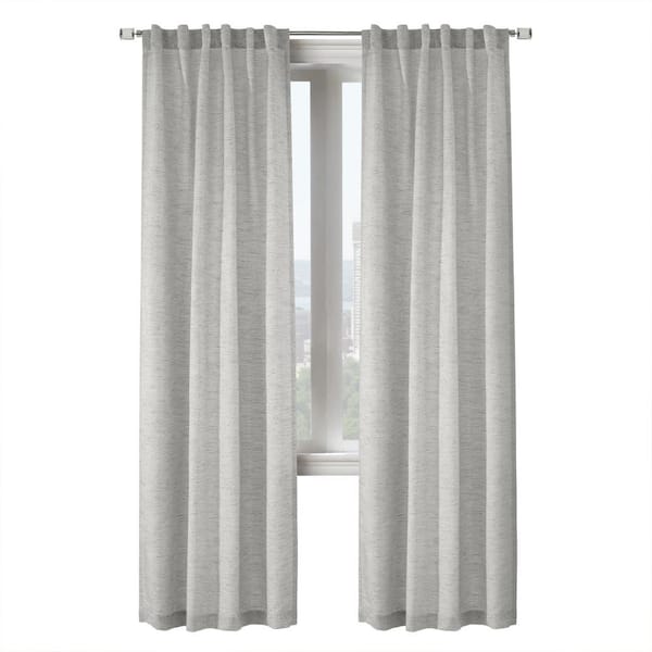 Habitat Danbury Silver Polyester Jacquard 52 in. W x 84 in. L Dual Header Indoor Light Filtering Curtain (Single Panel)