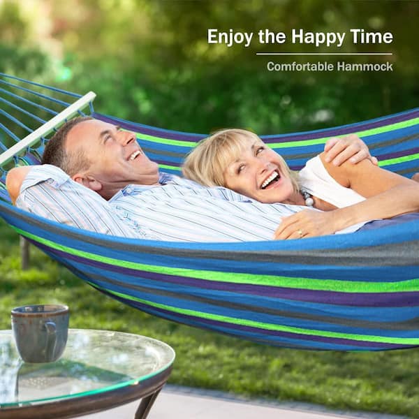 9 ft. 2 Person Durable Canvas Fabric Hammocks with Two Anti