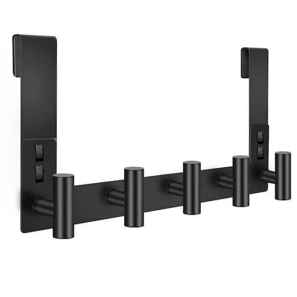 Wudkey 7.5 Inch Extended Towel 5 T Hooks in Black, Stainless Steel