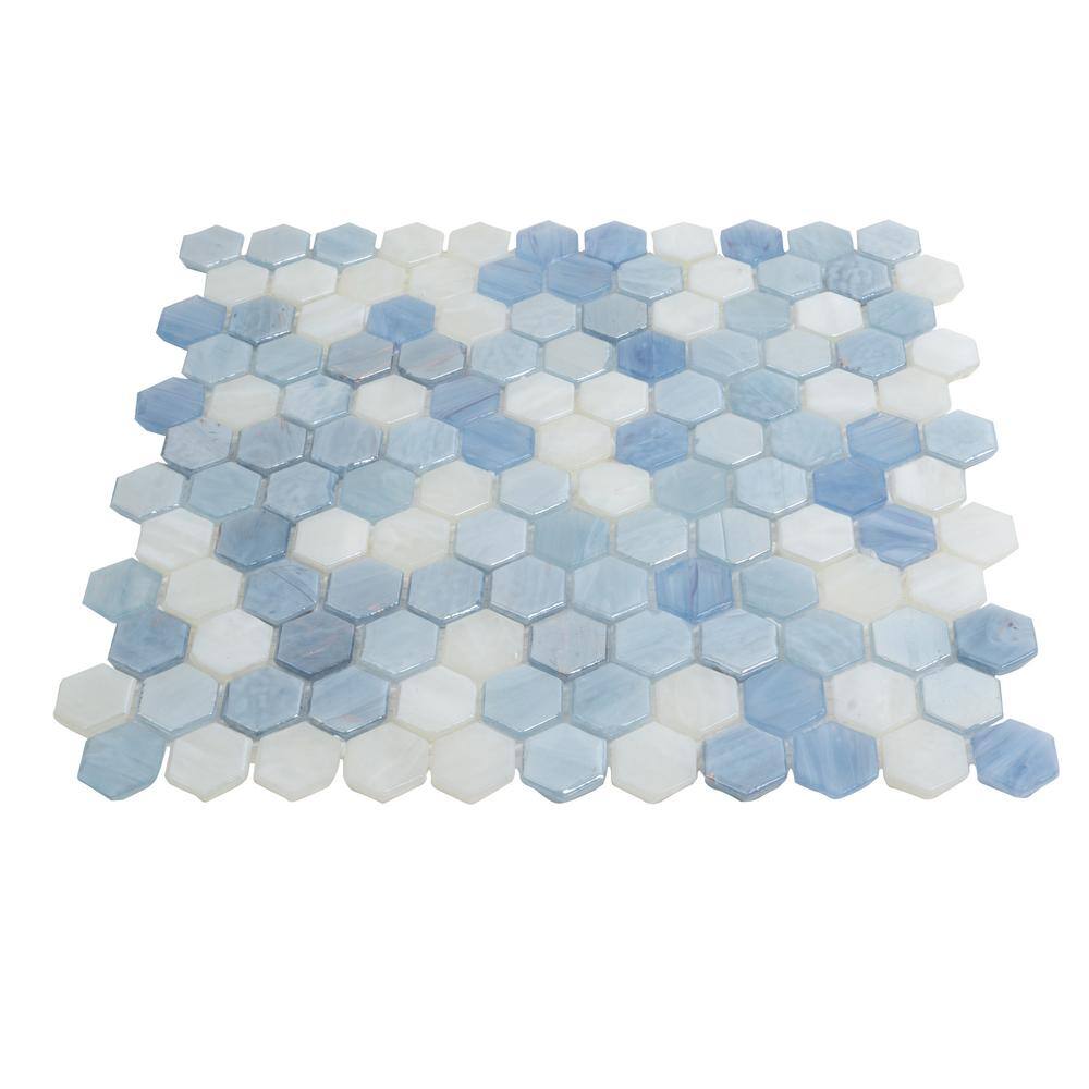 Light Blue Hexagon Glossy Glass Mosaic Tile for Kitchen and Bathroom