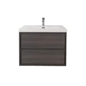 Sage 24 in. W Vanity in Gray Oak with Reinforced Acrylic Vanity Top in White with White Basin