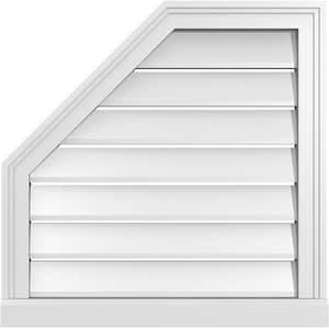 24 in. x 24 in. Octagonal Surface Mount PVC Gable Vent: Functional with Brickmould Sill Frame