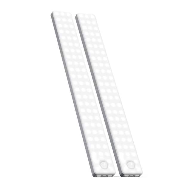 White LED Under Cabinet Lighting Lamp with Motion Sensor, USB Rechargeable, Magnetic Mount for Kitchen, Closet (2-Pack)