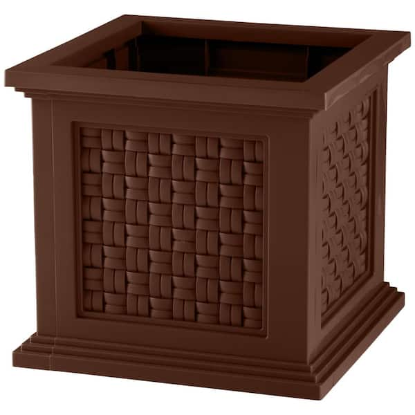 Pure Garden 14.65 in. Faux Rattan Planter Box, Brown 50-LG1470 - The ...