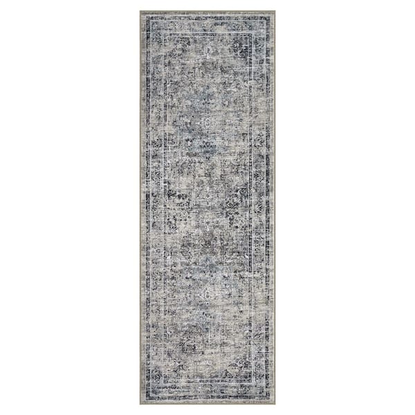 Blue 2x6ft Medallion Pattern Short Pile Indoor Area Rug