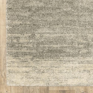 Grey Beige and Tan 2 ft. x 8 ft. Abstract Power Loom Stain Resistant Runner Rug