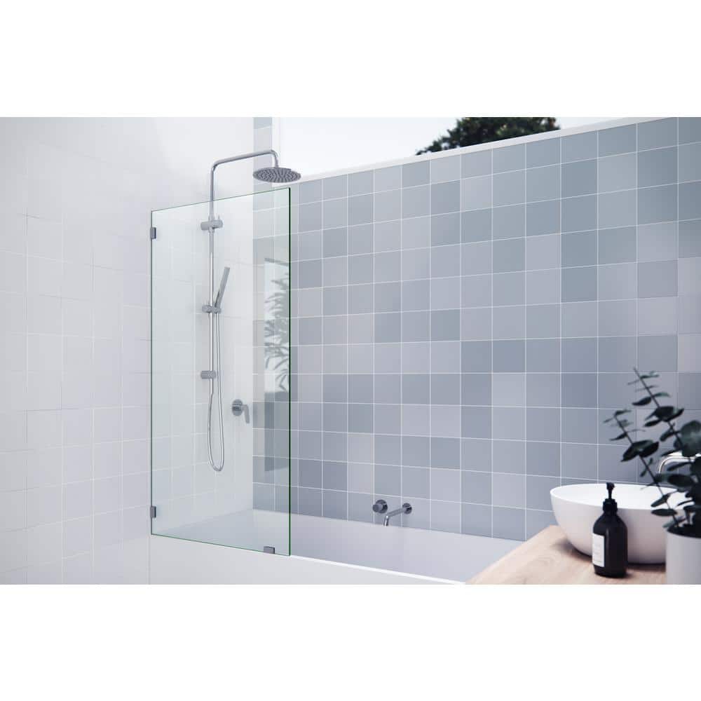 Polished Chrome 58.25" Frameless Glass Shower Bath Panel