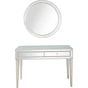 Alice Wall Mirror 48 in. Silver Rectangle Mirrored Glass Console Table with Drawers
