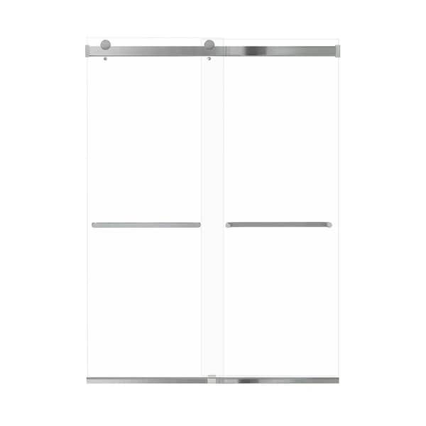 Transolid Brianna 60 in. W x 80 in. H Sliding Frameless Shower Door in Polished Chrome Finish with Clear Glass