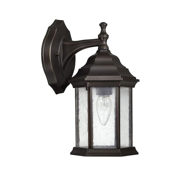 Capital Lighting Fixture Company Main Street 12 in. 1-Light Old Bronze Outdoor Hardwired Wall Lantern Sconce with Antiqued Glass with No Bulbs Included