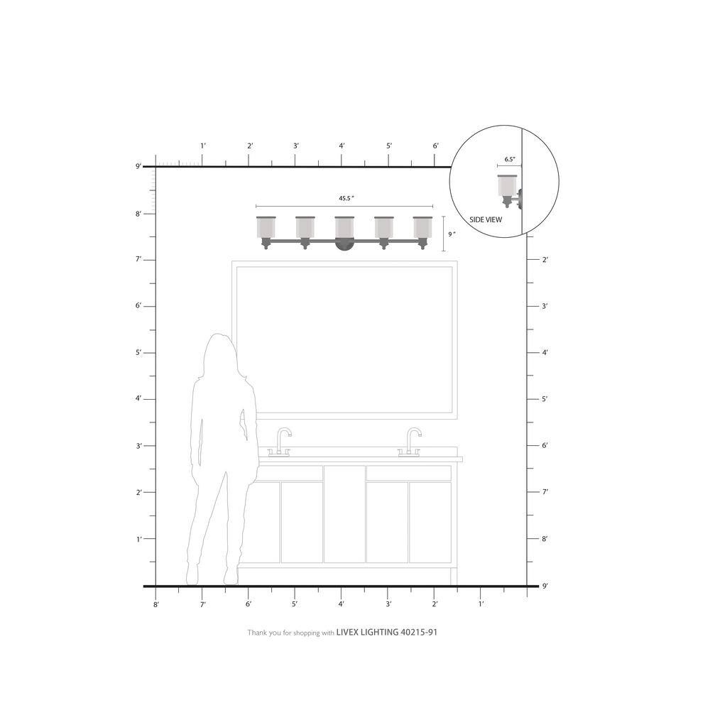 Elegant Brushed Nickel 5-Light Vanity Fixture with Dimmable Feature