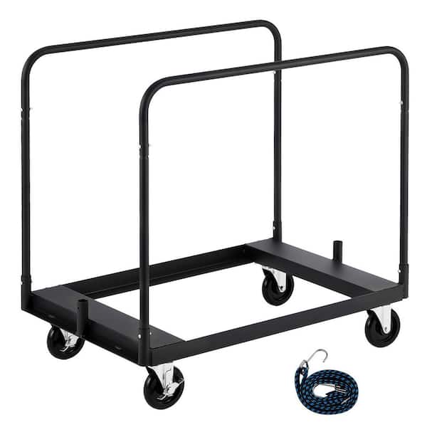 Heavy-Duty Drywall Cart Dolly, 1800 lbs. Load Capacity, Steel Panel Truck, 5 in. Swivel Wheels, Includes Tie-Down Strap