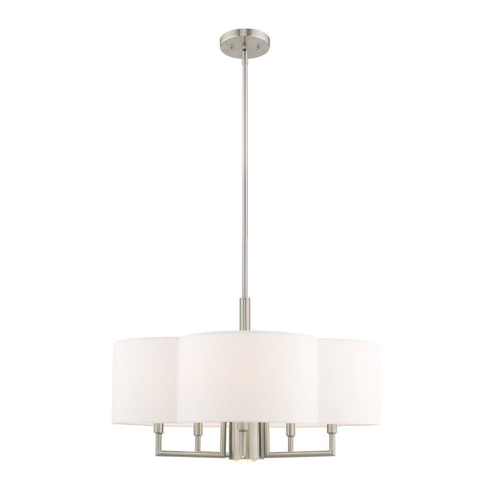 Chelsea Clover-Shaped 6-Light Brushed Nickel Pendant Chandelier