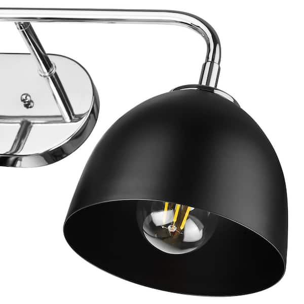 Golden Lighting - Zoey 7.25 in. 3-Light Silver Vanity Light with Matte Black